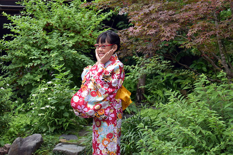 My daughter is wearing Japanese kimono dress